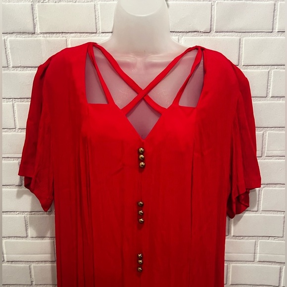 THE AVENUE women’s short sleeve button down maxi red dress /size 18 - Picture 4 of 12